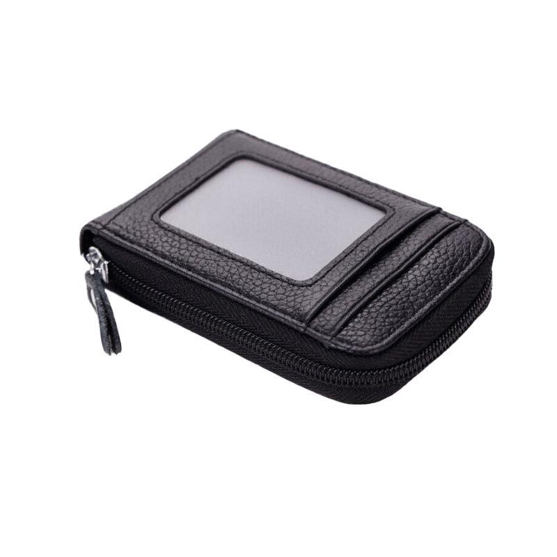 Rfid Blocking Leather Wallet Anti-Theft Credit Card Holder Men Women Coin Purse - Coffee