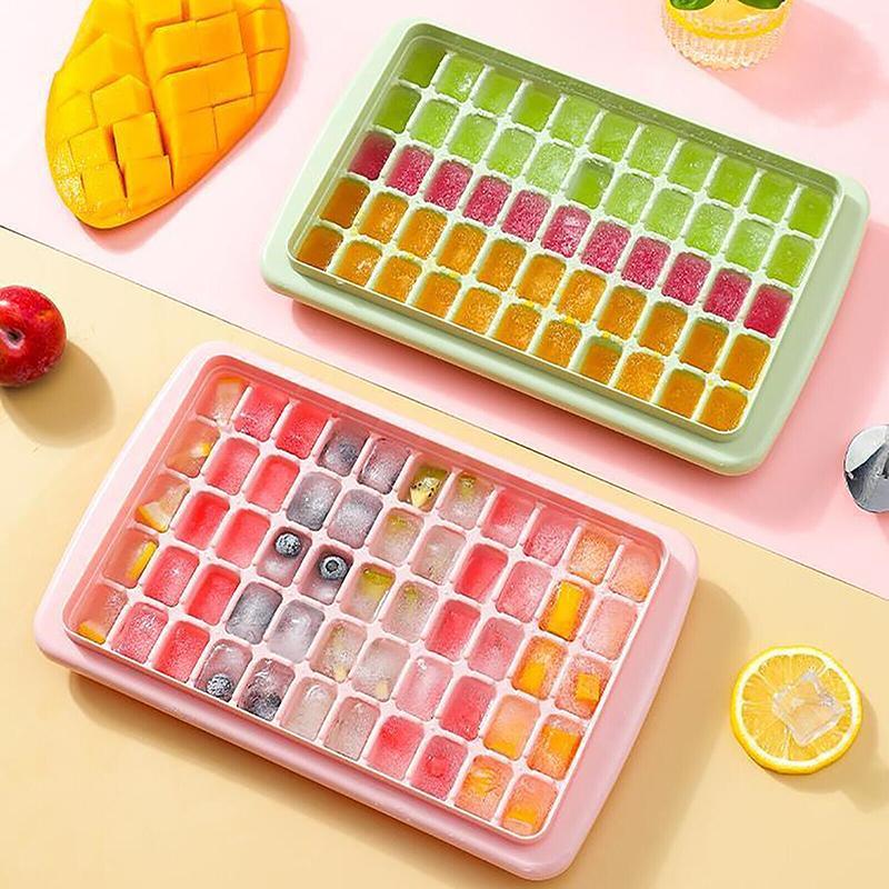 55 Grids Ice Cube Tray Mould With Lid And Storage Box Scoop Set Maker Ice Cube - Pink
