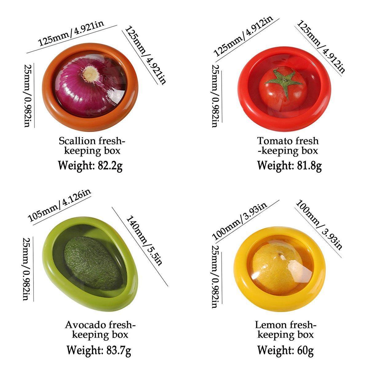4PCS Vegetable Fruit Shaped Storage Saver Food Containers for Fridge Kitchen
