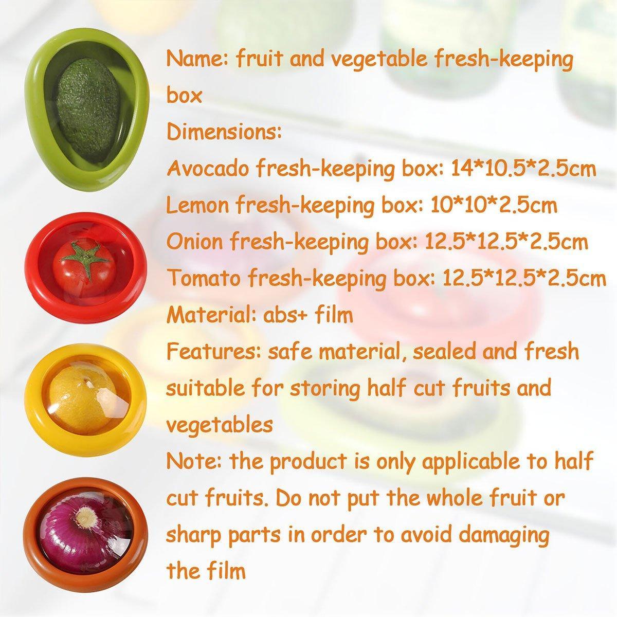 4PCS Vegetable Fruit Shaped Storage Saver Food Containers for Fridge Kitchen