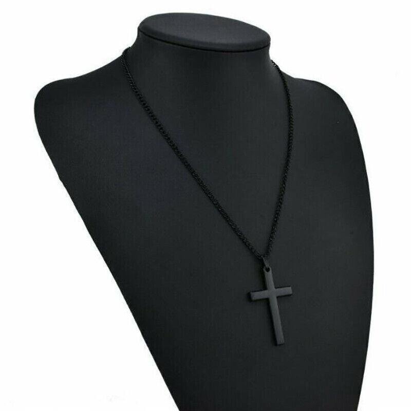 Stainless Steel Cross Pendant Men Women Chain Necklace Religious Jewelry Au
