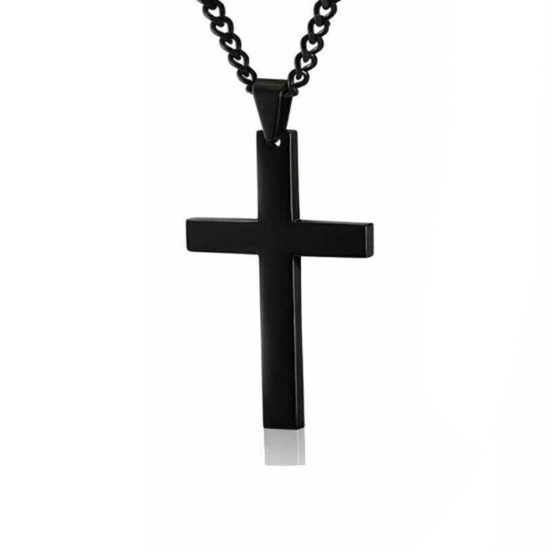 Stainless Steel Cross Pendant Men Women Chain Necklace Religious Jewelry Au