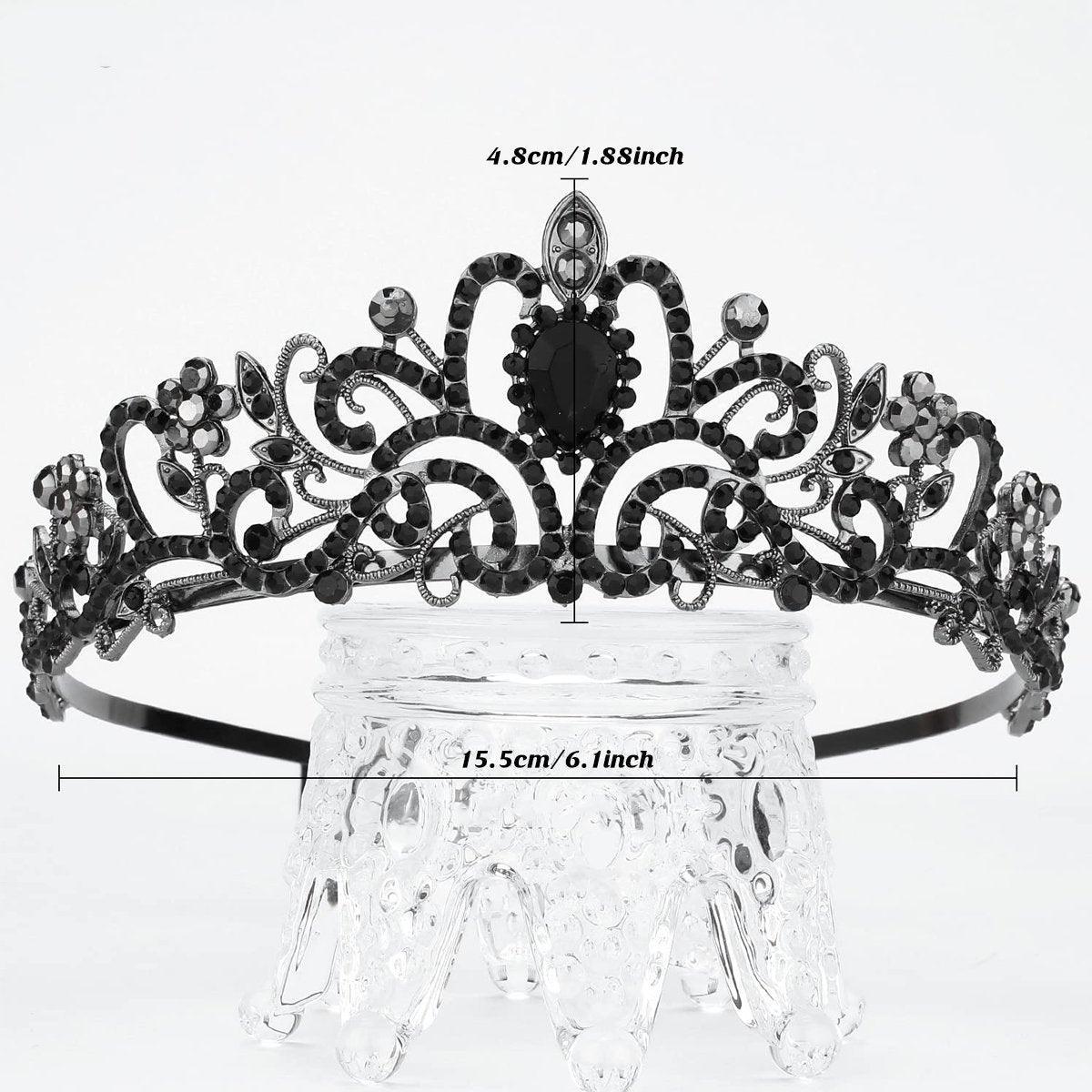 Princess Rhinestone Queen Hair Tiara Headband Hair Accessories Crystal Crown - Gold-White