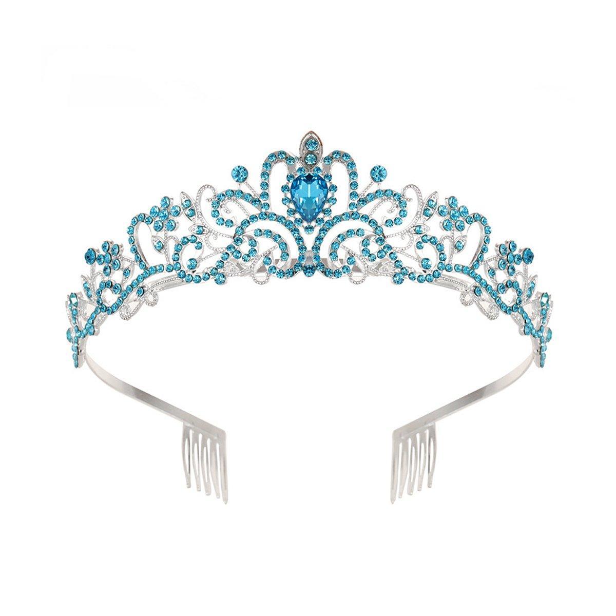 Princess Rhinestone Queen Hair Tiara Headband Hair Accessories Crystal Crown - Gold-White