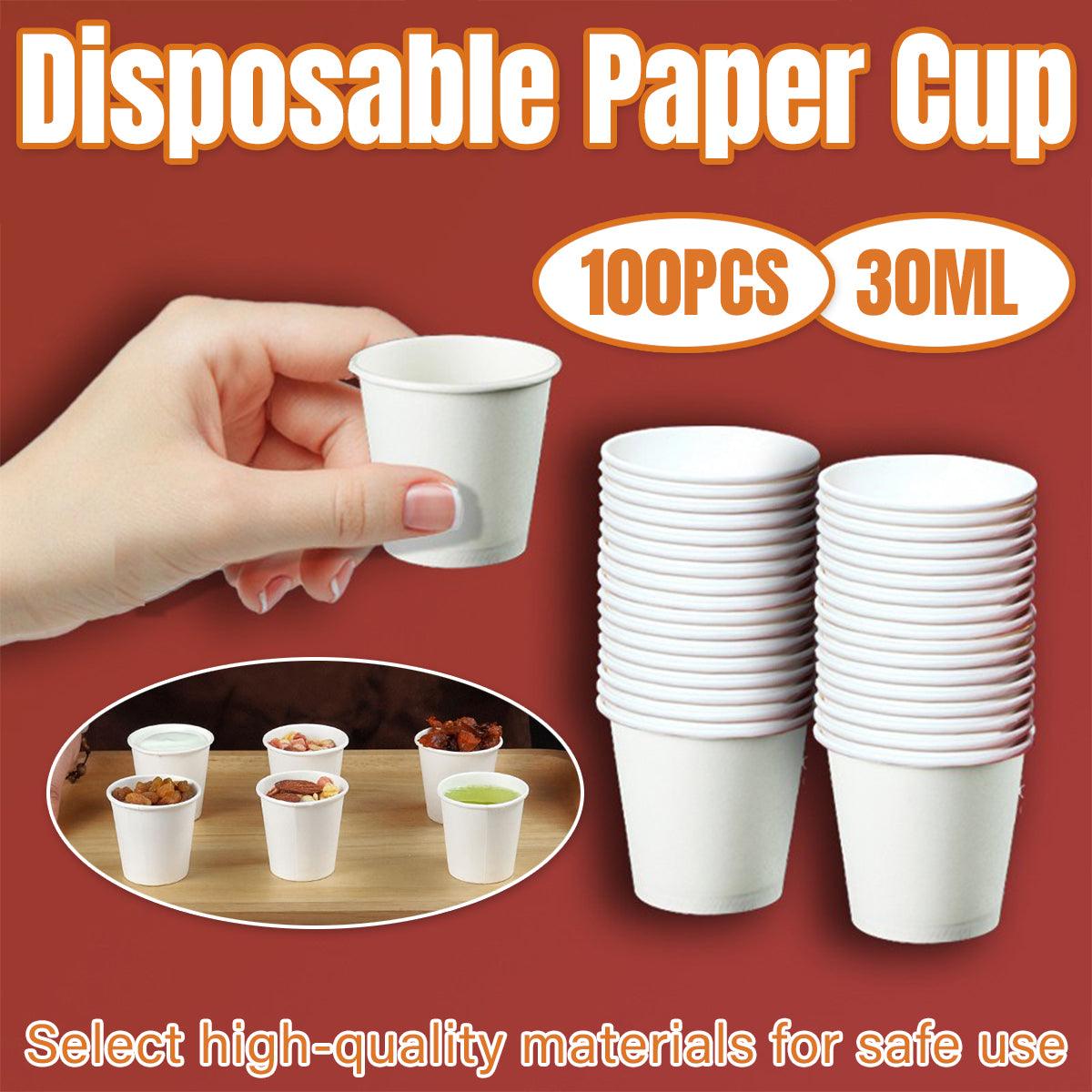 Small Paper Tasting Cups 100pcs White 30ml Disposable Sampling Drink Cups