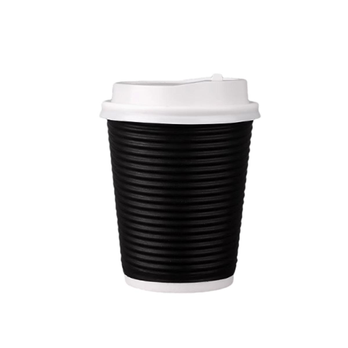 50sets Corrugated Paper Cups Coffee Milk Tea Cups Disposable Hot Drink Cups - Red-16oz