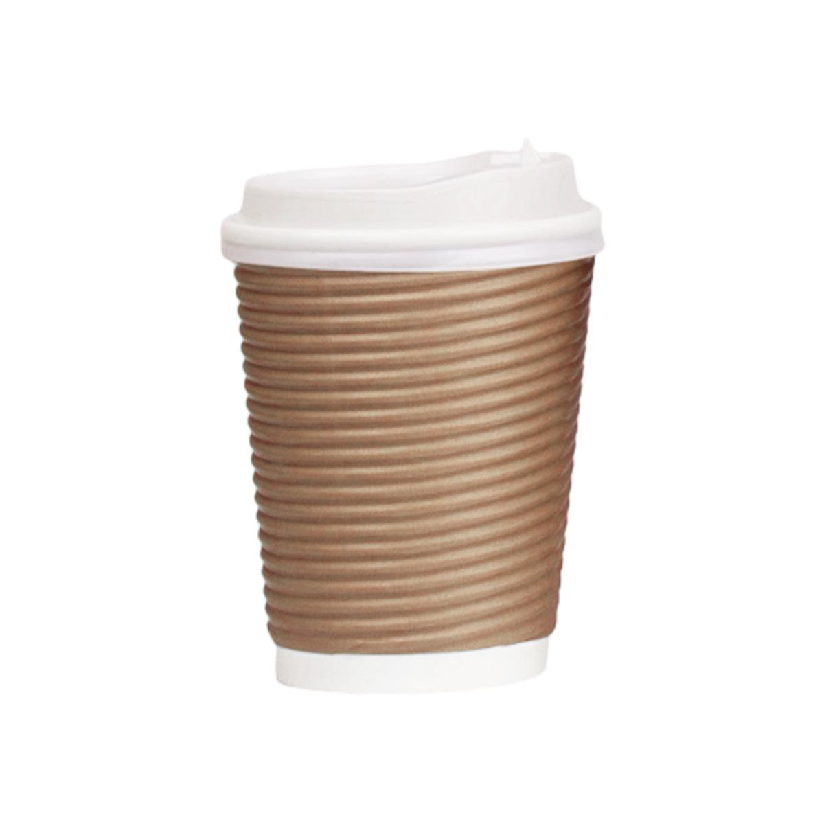50sets Corrugated Paper Cups Coffee Milk Tea Cups Disposable Hot Drink Cups - Red-16oz