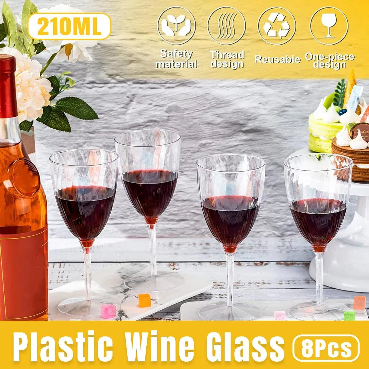 8-Piece 210 mL Plastic Wine Cup Set