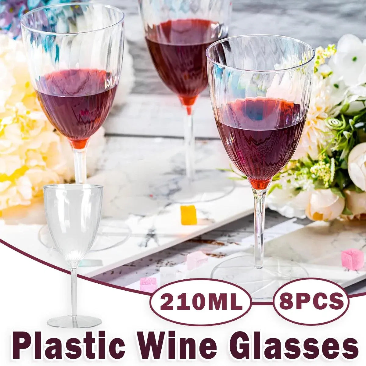 8-Piece 210 mL Plastic Wine Cup Set
