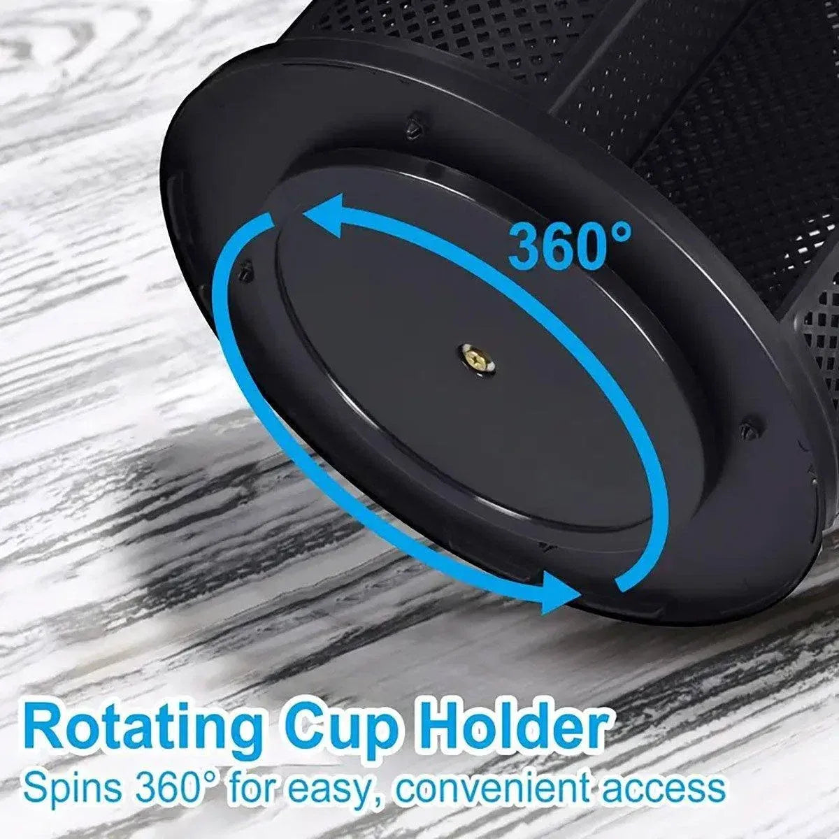 Paper Cup Holder Organizer Swivel Compartment Cup Picker Drink Storage Stand - Black