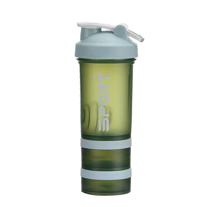 Powder Milkshake Drink Cup Sport Water Bottle 500Ml 3 Tier Protein Shaker Pill - Orange