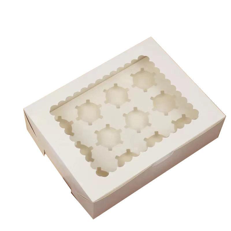 Cupcake Box Cases 1/2/4/8/12 Holes Window Face Cases Party Wedding Muffin Baking - 2 Holes 25PCS