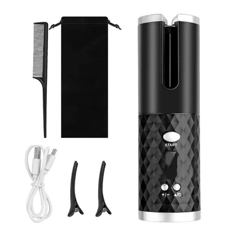 Lcd Cordless Auto Rotating Hair Curler Hair Waver Curling Iron Wireless Ceramic - White