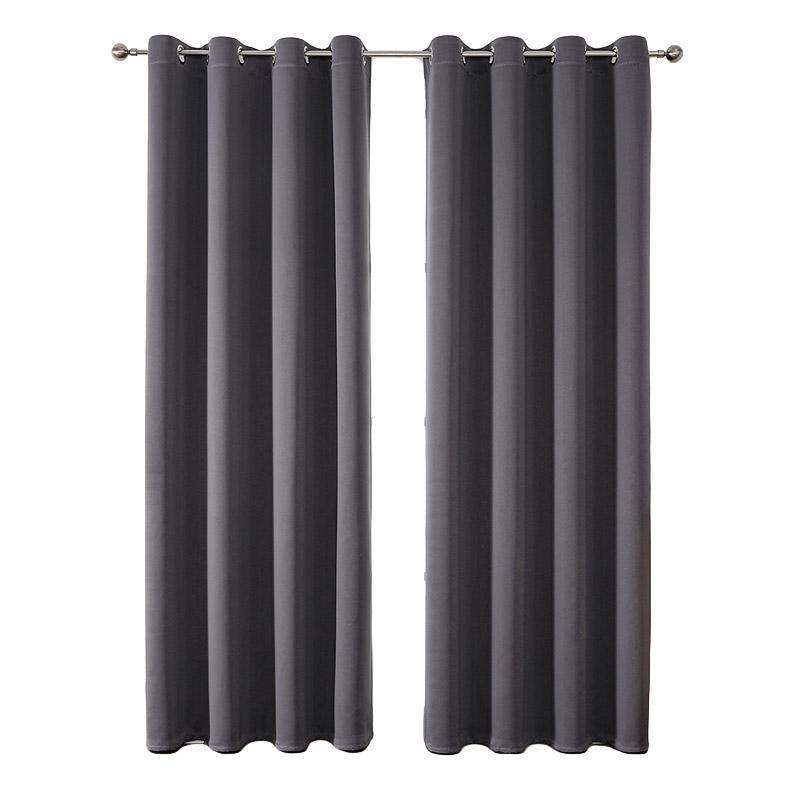 2pcs Semi Blackout Curtain Fabric Solid Colour Home Decor Drapes for Living Room - Red - 132x160cm