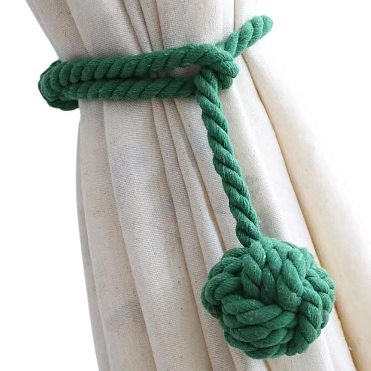 1pair Braided Cotton Curtain Tiebacks No Hole Curtain Holdbacks Hanging Balls - Beige