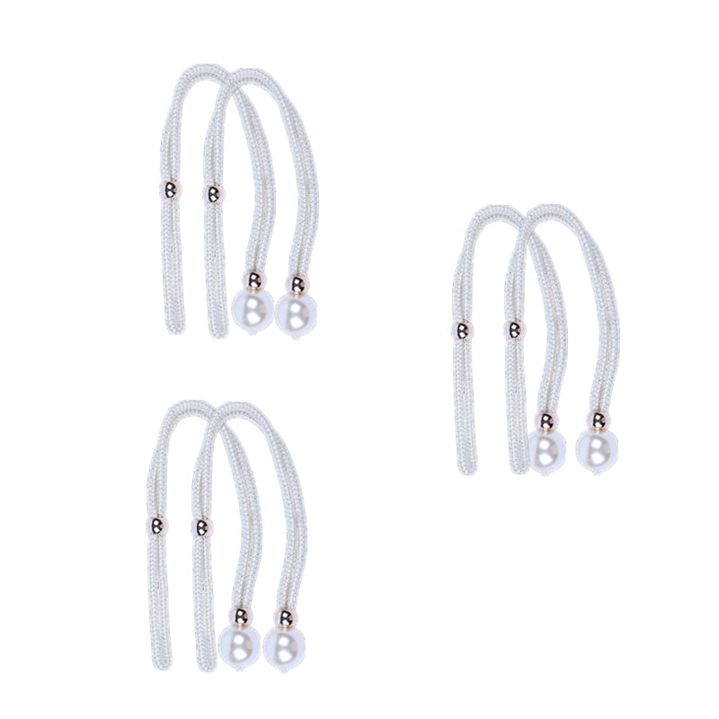 Curtain Tiebacks Pearl Strap Set 3 Pairs Decorative Buckle Holder Rings Hooks - Blue