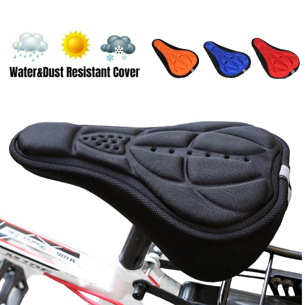 Thick Silicone Bike Seat Cover Comfort Gel Cycling Bicycle Saddle Cushion Pad - Set of 4 Colours