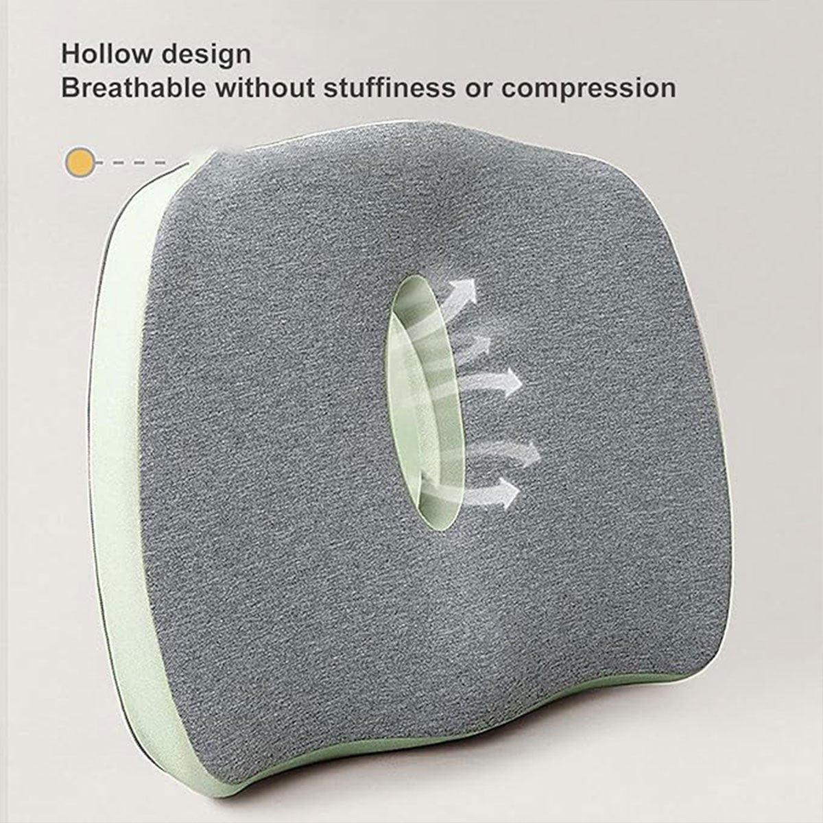 Memory Foam Seat Cushion for Office and Travel Support with Ergonomic Design - Grey