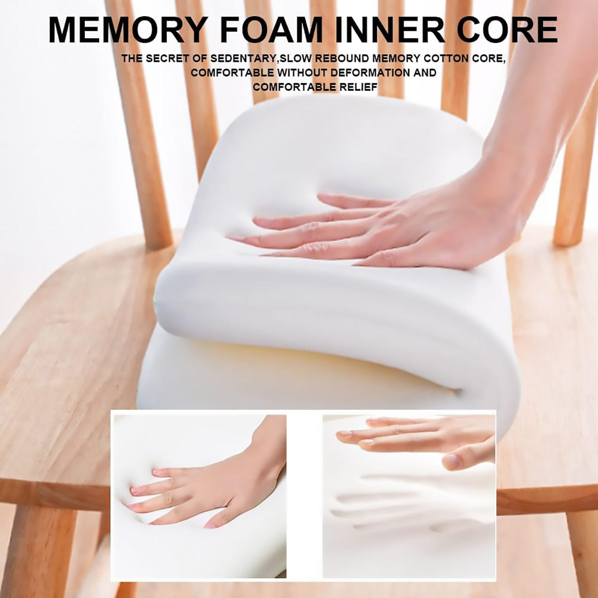 Seat Cushion Memory Foam Office Chair Pad Bottom Support for Stool Dining Chair - Grey