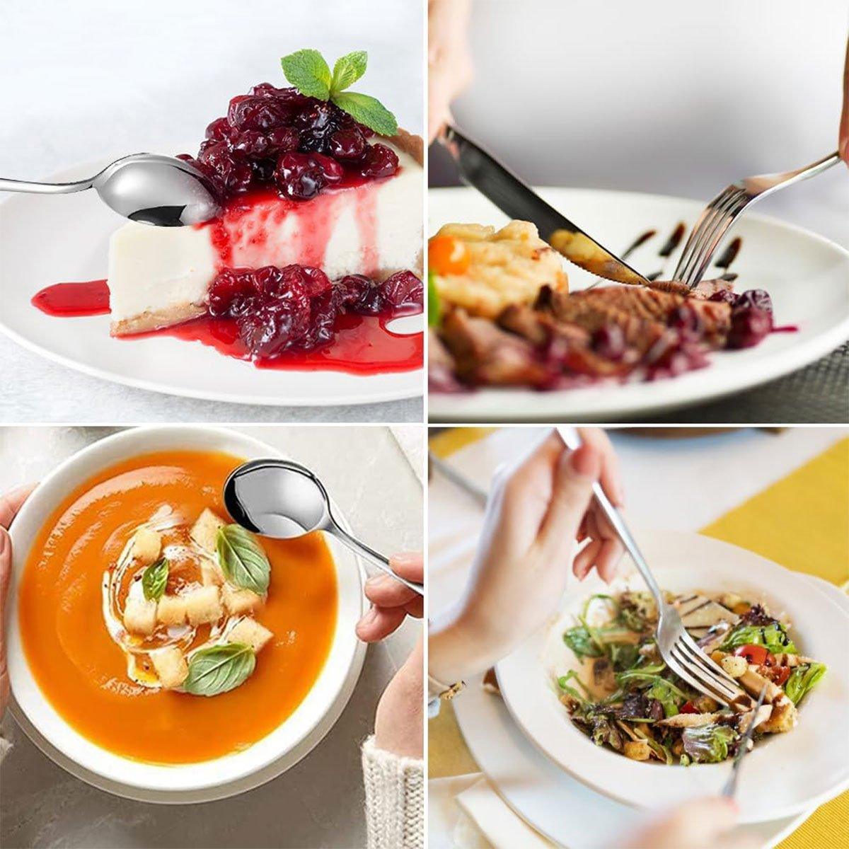 20/40pcs Stainless Steel Cutlery Set Knife Fork Spoon Western Hotel Tableware - Golden-20pcs