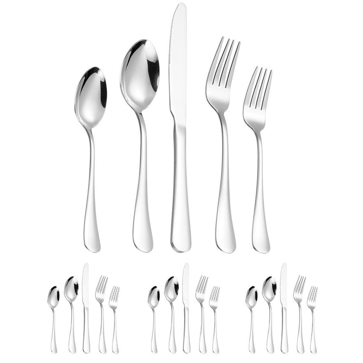 20/40pcs Stainless Steel Cutlery Set Knife Fork Spoon Western Hotel Tableware - Golden-40pcs
