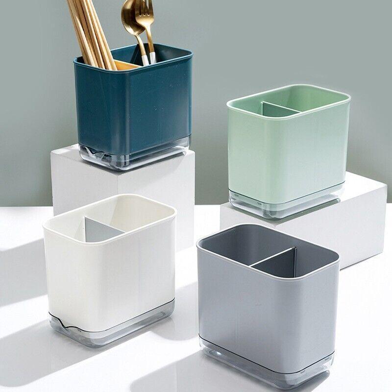 Cutlery Drainer Basket Multifunctional Storage Holder Box Spoon Drain Rack - Blue