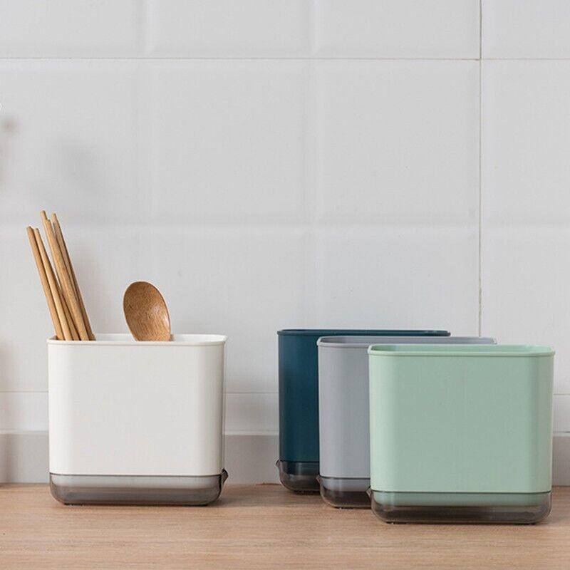 Cutlery Drainer Basket Multifunctional Storage Holder Box Spoon Drain Rack - Blue