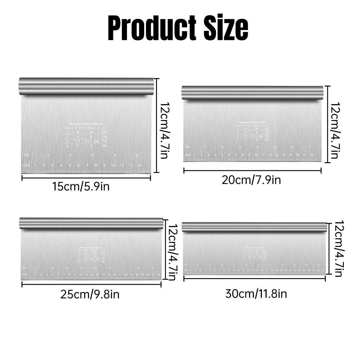 Stainless Steel Dough Cutter Knife Measurement Scraper Pastry Baking Tool - 15cm