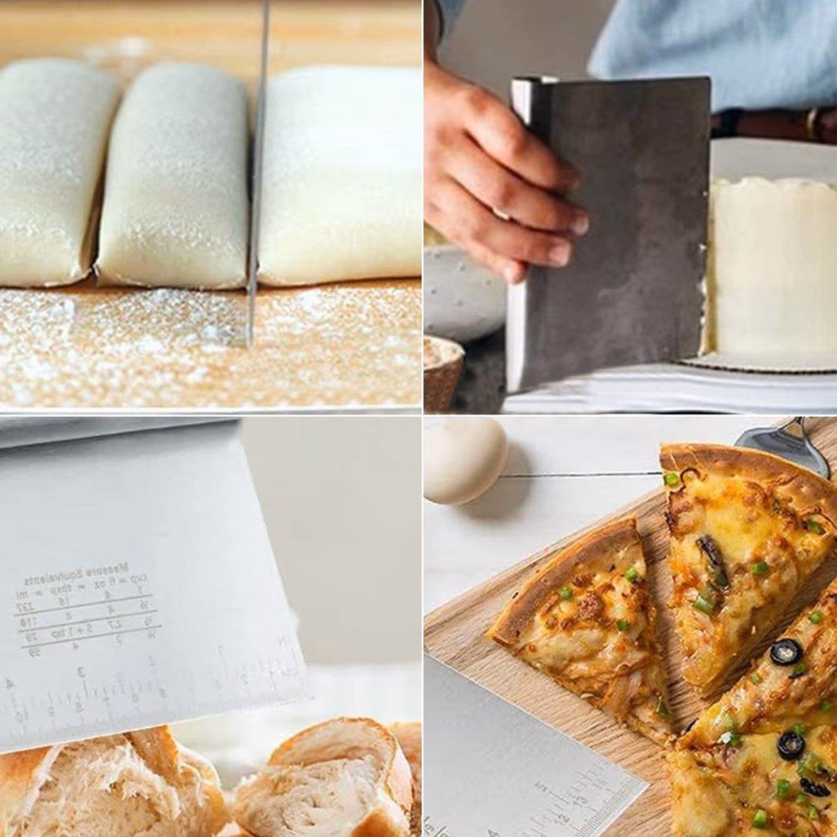 Stainless Steel Dough Cutter Knife Measurement Scraper Pastry Baking Tool - 30cm