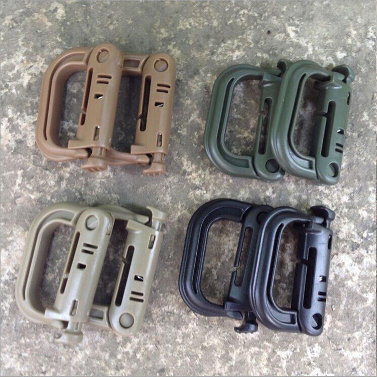 2/5pcs Outdoor D-ring Buckle for Backpack Mountaineering Hiking Camping Clip - 5pcs-Black