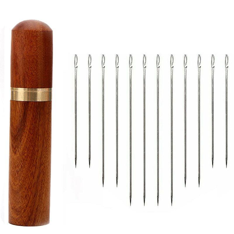 Stainless Steel Self-Threading Needles Opening Sewing Darning Needles 12/24 Pcs - 12PCS