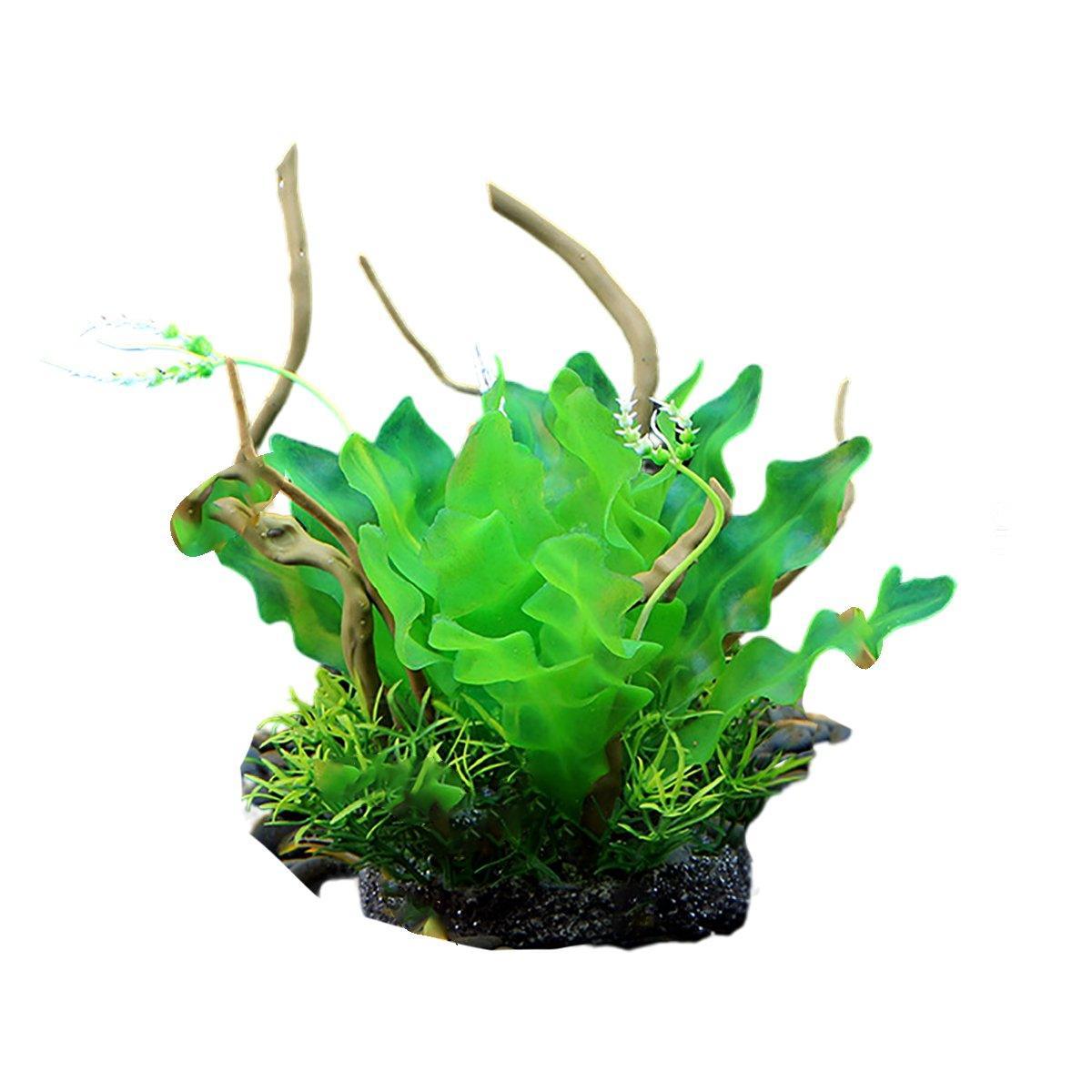 Aquarium Landscaping Decoration Artificial Wood and Plants Fish Tank Ornament - CM1901-Green