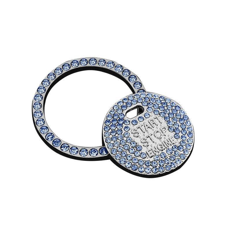 Bling Crystal Ring For Car One Key Engine Start Stop Decoration Button - Blue