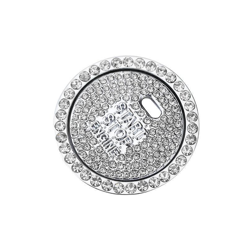 Bling Crystal Ring For Car One Key Engine Start Stop Decoration Button - Pink