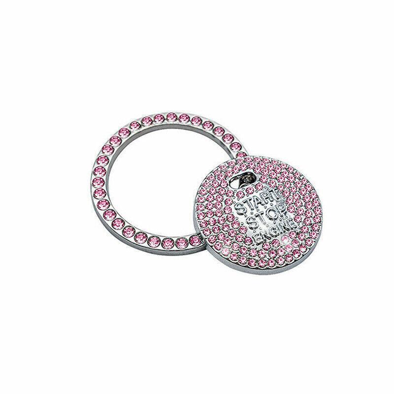 Bling Crystal Ring For Car One Key Engine Start Stop Decoration Button - Pink