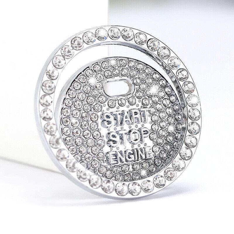 Bling Crystal Ring For Car One Key Engine Start Stop Decoration Button - White