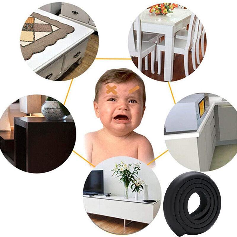 Foam Edge Guard Strip for Desks and Tables with Corner Protector Bumper Tape - Black