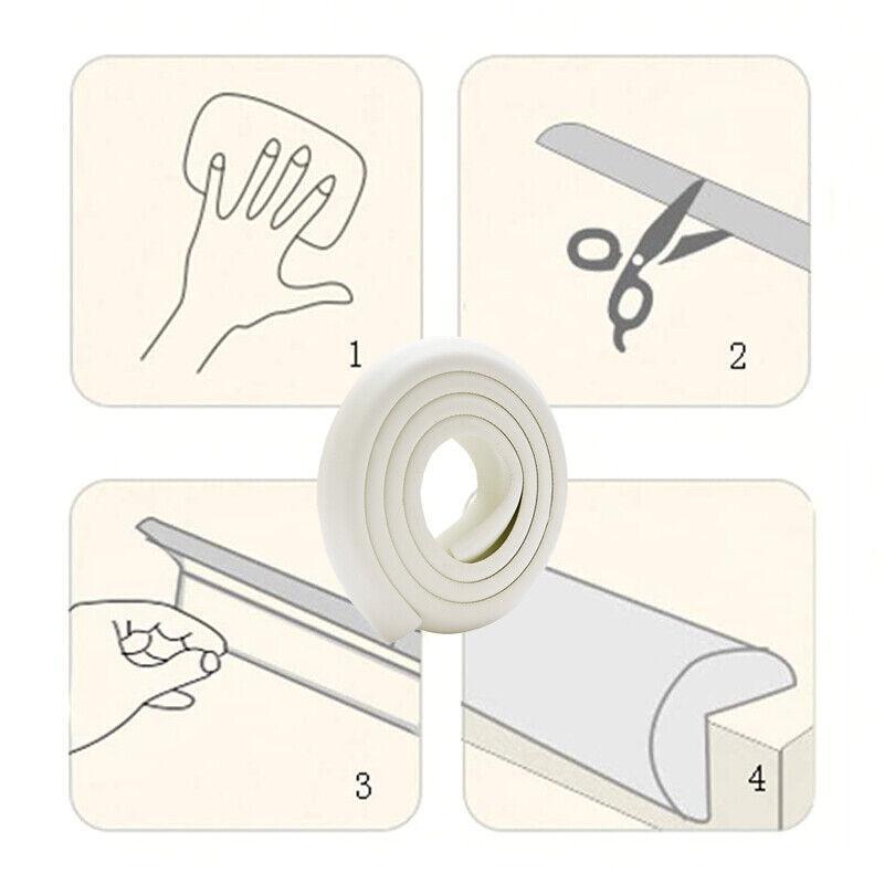 Foam Edge Guard Strip for Desks and Tables with Corner Protector Bumper Tape - Black