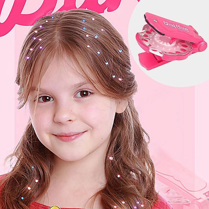Diamond Hair Sparkle Stapler Machine Tools Kit Gems for Shirt Decor Girls - 1 hair sticking drill +12 sticking drills