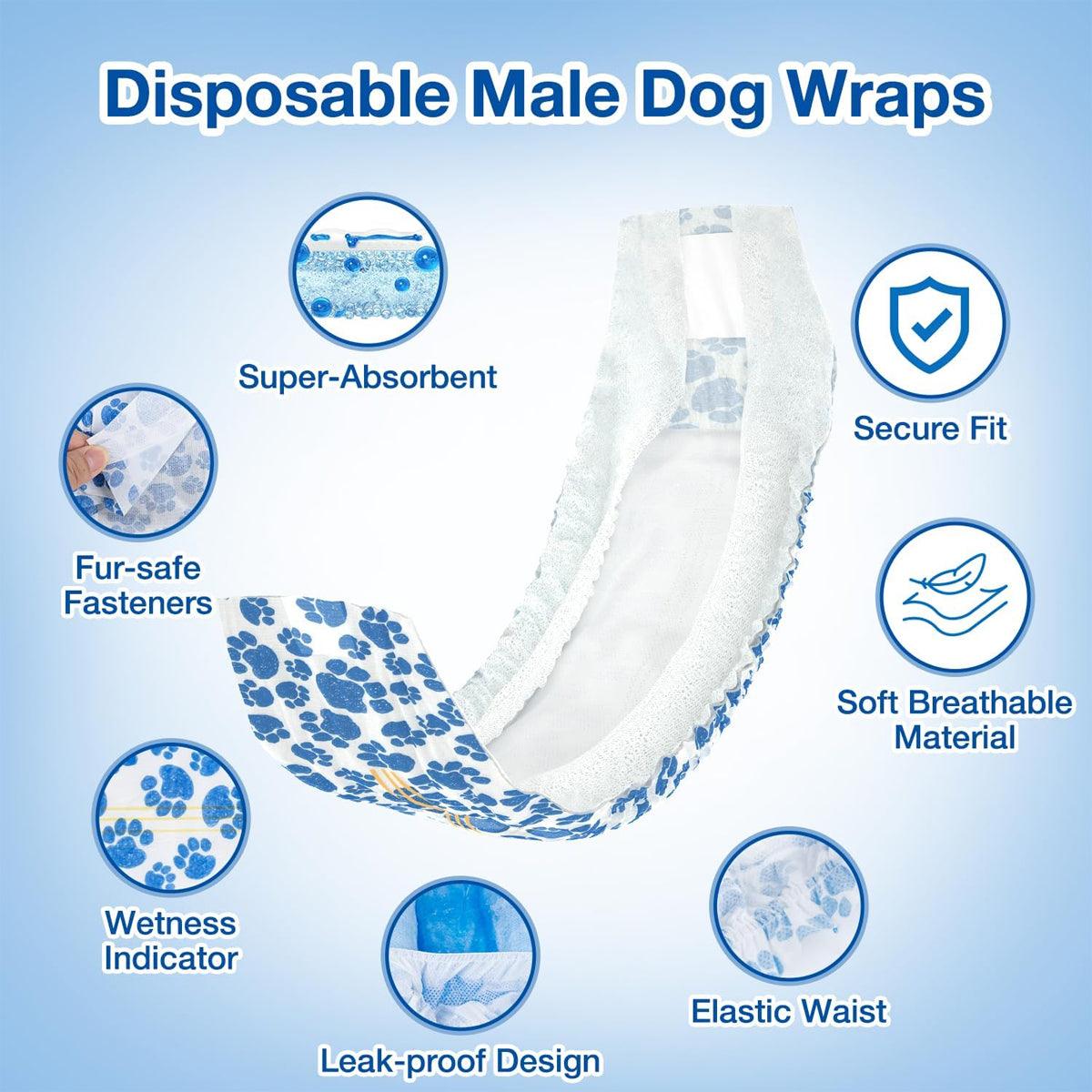 Disposable Female Dog Diapers Leakproof Breathable with Colour Indicator - L 34-54cm