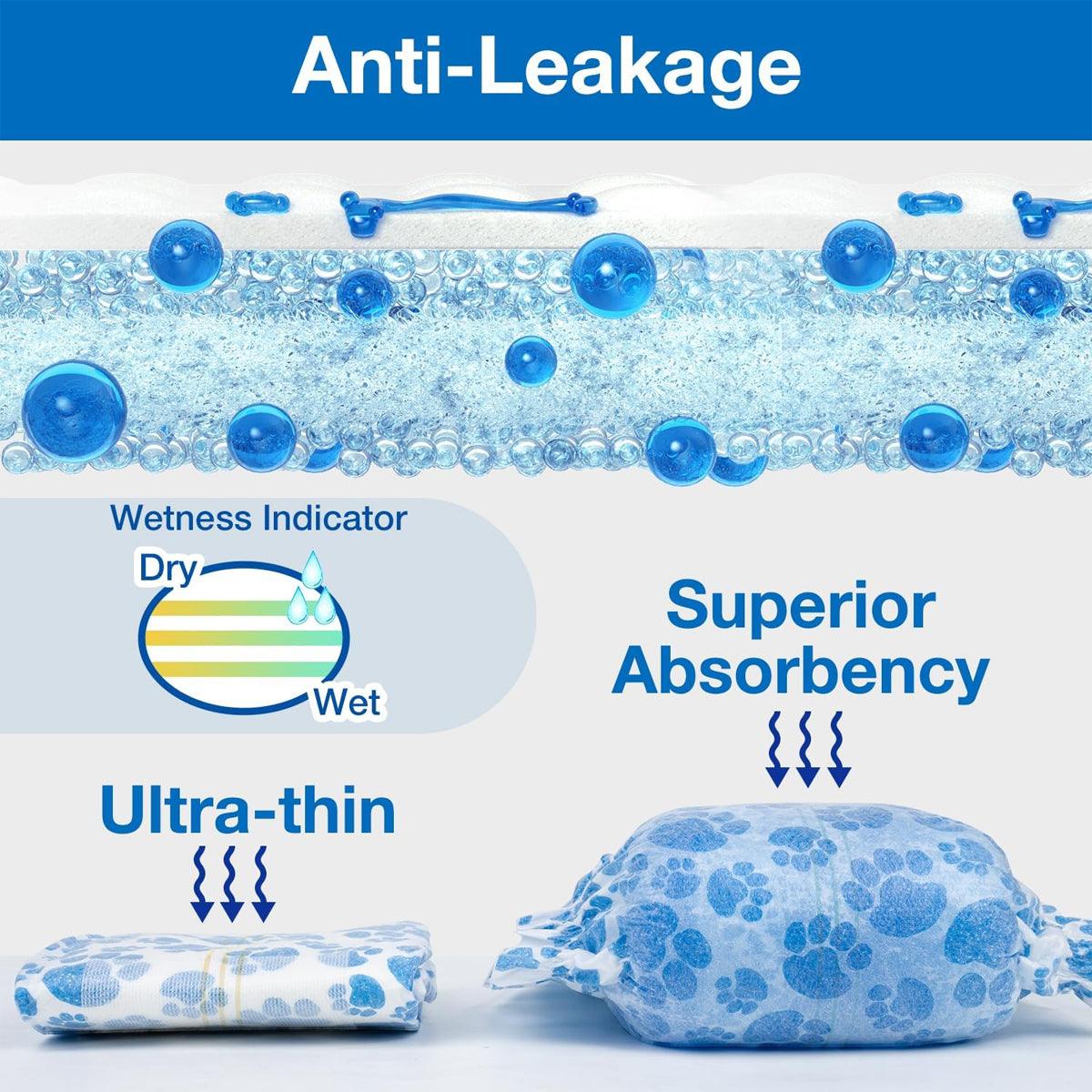 Male Disposable Dog Diapers Leakproof Breathable with Colour Indicator - L 63-81cm