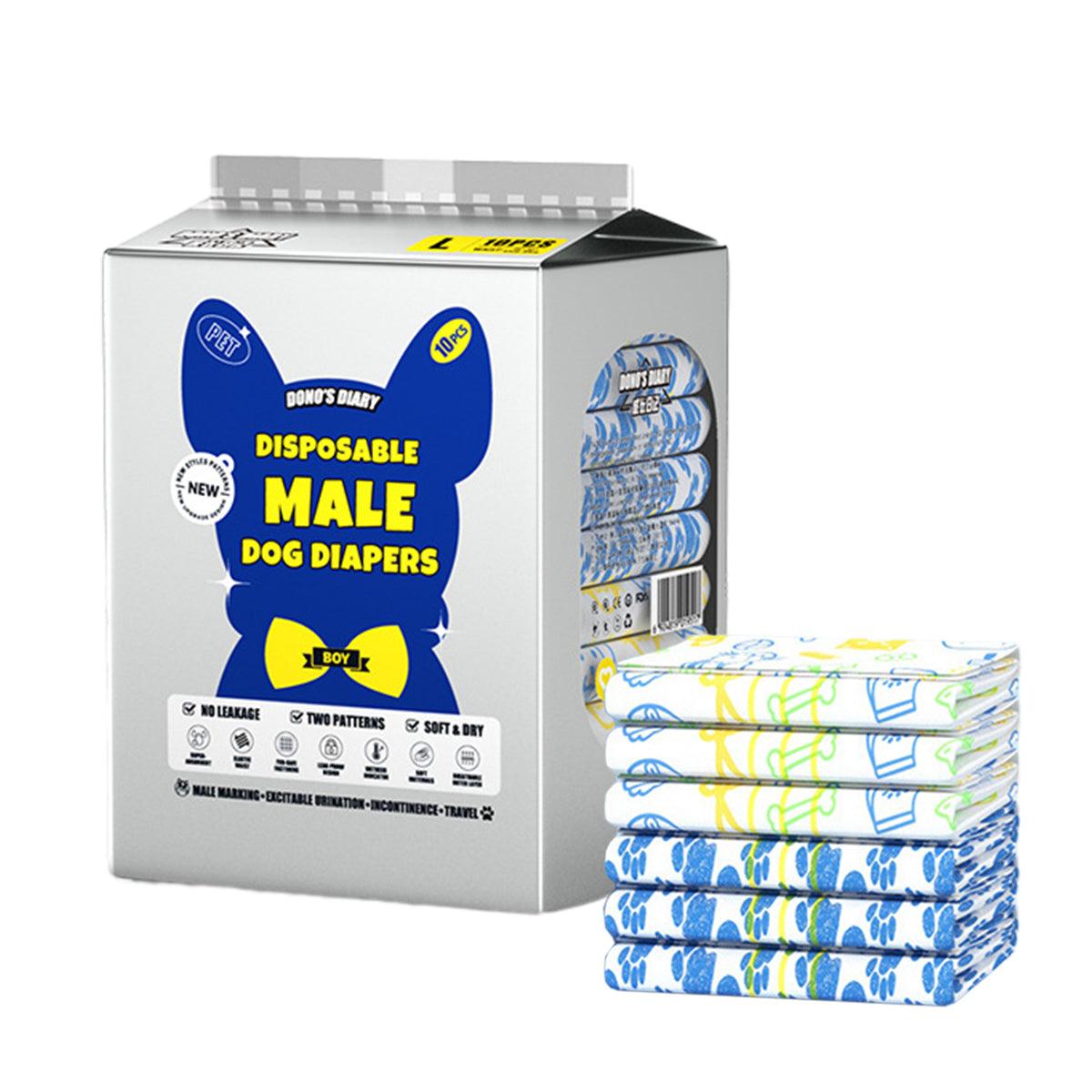Male Disposable Dog Diapers Leakproof Breathable with Colour Indicator - XS 14-33cm