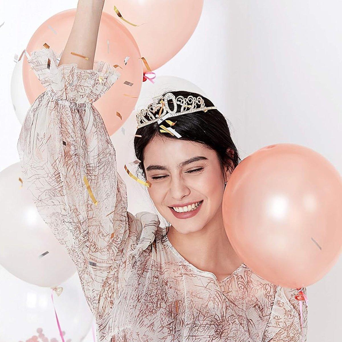 50th Birthday Gold Party Set Hairband Crown Sash Belt Ceremonial Accessory Kit