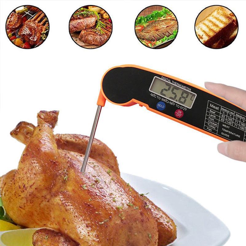 Foldable Digital Thermometer Probe Temperature Kitchen Cooking Food Bbq Meat Jam - Black