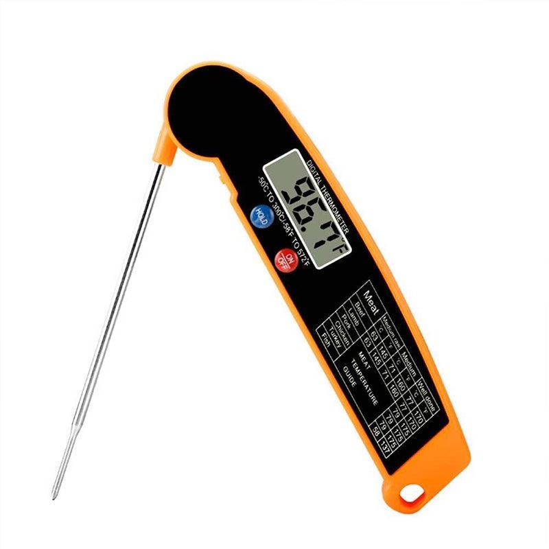 Foldable Digital Thermometer Probe Temperature Kitchen Cooking Food Bbq Meat Jam - Black