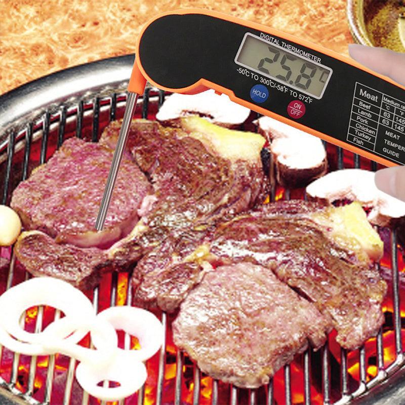 Foldable Digital Thermometer Probe Temperature Kitchen Cooking Food Bbq Meat Jam - Orange