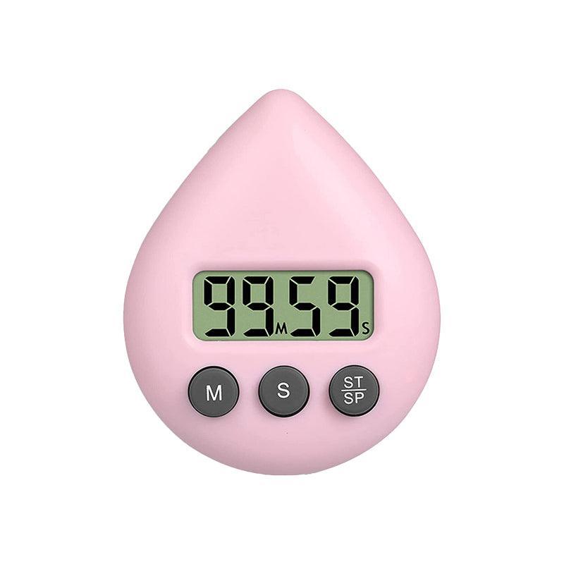 Water Drop Digital Timer Kitchen Study Alarm Countdown Electronic Clock 4 Colours - Pink