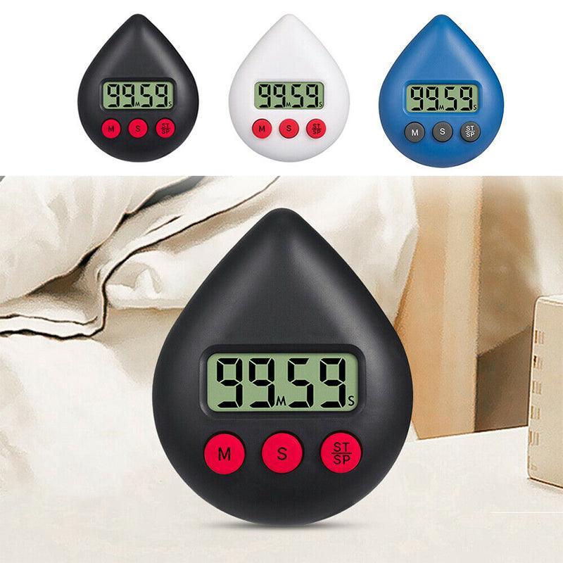 Water Drop Digital Timer Kitchen Study Alarm Countdown Electronic Clock 4 Colours - White