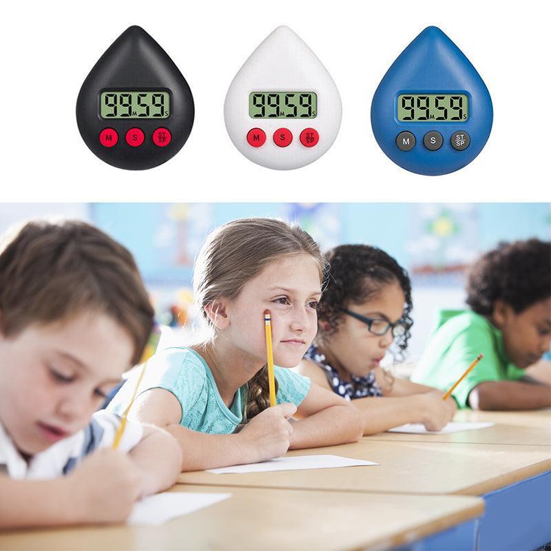 Water Drop Digital Timer Kitchen Study Alarm Countdown Electronic Clock 4 Colours - White