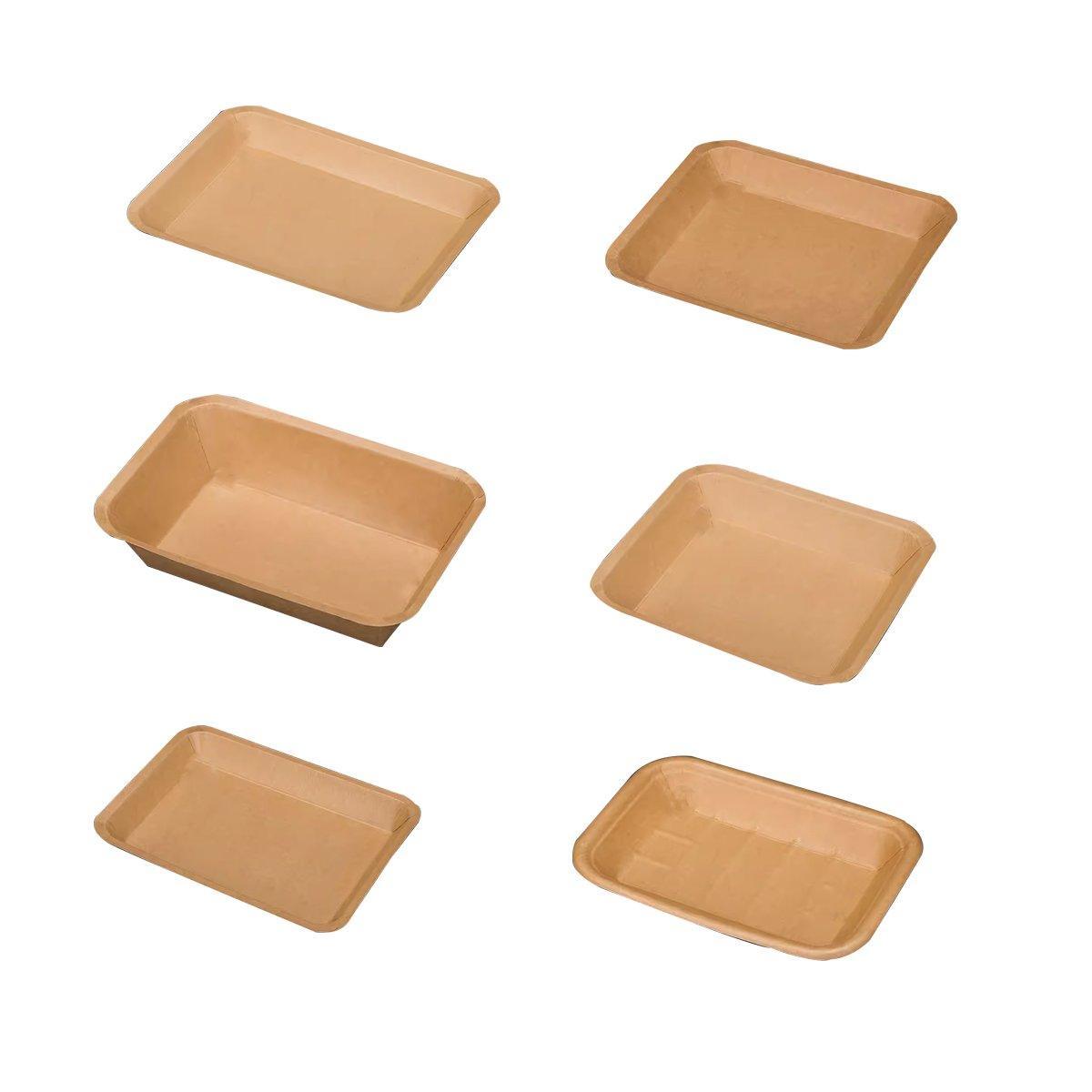 100pcs Eco-friendlyKraft Paper  Trays for Fries Snacks Greaseproof Hot Dog Trays - 6#400ml